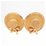 Chanel Hat Gold Clip-on Earrings