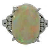 Platinum 3.21 ct Natural Opal & VS Diamond Ring