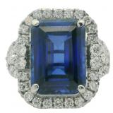 14kt Gold 11.50 ct Sapphire & Diamond Ring