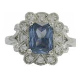 Emerald Cut 1.75 ct Tanzanite & Diamond Ring
