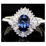 Platinum 1.67 ct Natural Sapphire & Diamond Ring
