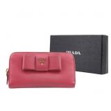 Prada Saffiano Ribbon Zippy Wallet
