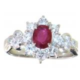 Platinum 1.26 ct Natural Ruby & VS Diamond Ring