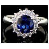 Platinum 2.76 ct Natural Sapphire & Diamond Ring