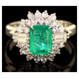 Platinum 2.35 ct Natural Emerald & VS Diamond Ring