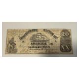 1861 $20 Confederate States of America Note
