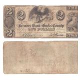 1841 $2 Farmers Bank of Bucks, Brisol PA Note