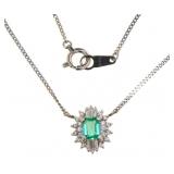 Platinum Natural Emerald & Diamond Necklace