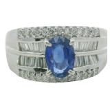 Platinum 1.64 ct Natural Sapphire & Diamond Ring