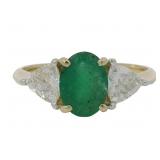 14k Gold 1.79ct Natural Emerald & Lab Diamond Ring