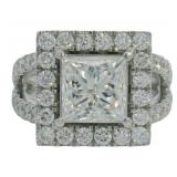 14kt Gold 4.25 ct Princess Cut VS Lab Diamond Ring