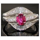 Platinum 1.05 ct Oval Ruby & Diamond Ring