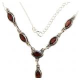 Natural Vintage Style Marquise Garnet Necklace