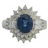 Platinum 1.97 ct Natural Sapphire & Diamond Ring
