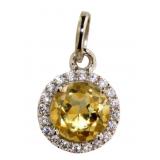 Genuine Golden Citrine Halo Designer Pendant