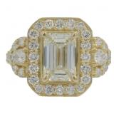 14kt Gold 3.57 ct Emerald Cut Lab Diamond Ring