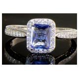 Brilliant Radiant Cut Tanzanite & White Topaz Ring