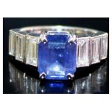 14kt Gold 4.82 ct GIA Sapphire & Lab Diamond Ring