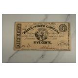 1866 5 Cent State of North Carolina Treasury Note