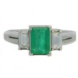 Platinum 1.06 ct Natural Emerald & VS Diamond Ring