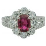 Platinum 1.94 ct Natural Ruby & VS Diamond Ring