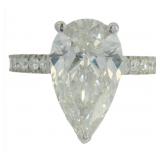 10kt Gold 5.25 ct Pear Cut VS Lab Diamond Ring