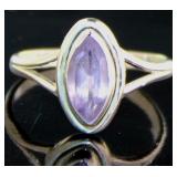 Vintage Style Natural Marquise Amethyst Ring