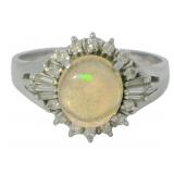 Platinum 1.46ct Natural Opal & VS Diamond Ring