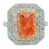 Radiant Cut 3.73 ct VS Vivid Pink Lab Diamond Ring