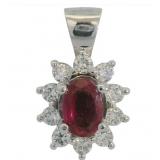 Brilliant 1.60 ct Oval Lab Ruby & Diamond Pendant