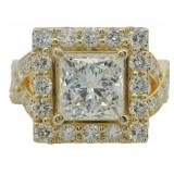 14kt Gold 3.85 ct Princess Cut Lab Diamond Ring