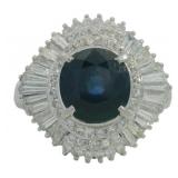 Platinum 4.20 ct Natural Sapphire & Diamond Ring