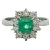Platinum 1.08 ct Natural Emerald & VS Diamond Ring