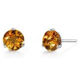 Round 3.50 ct Natural Citrine Stud Earrings