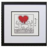 Dancing w/ Heart Print Plate Signed Keith Harring