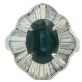 Platinum 2.72 ct Natural Sapphire & Diamond Ring