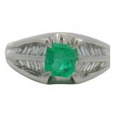 Platinum 1.01 ct Natural Emerald & VS Diamond Ring