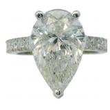 10kt Gold 5.34 ct Pear Cut VS Lab Diamond Ring