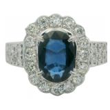 Platinum 1.83 ct Natural Sapphire & Diamond Ring