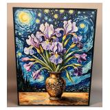 Starry Irises Hand Highlighted Floating Frame