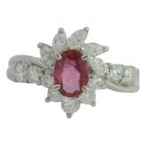 Platinum 1.38 ct Natural Ruby & Diamond Ring