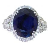 14kt Gold 8.01 ct GIA Sapphire & Diamond Ring