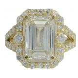 14kt Gold 7.58 ct Emerald Cut VS Lab Diamond Ring