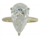 14kt Gold 4.40 ct Pear Lab Diamond Solitaire Ring