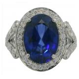 14kt Gold 8.91 ct Sapphire & Diamond Ring