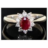 Platinum .93 ct Natural Ruby & VS Diamond Ring