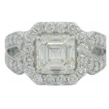 14kt Gold 3.32 ct Asscher Cut Lab Diamond Ring