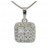 Brilliant 2.25 ct White Sapphire- Diamond Necklace