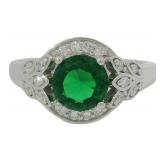 Round 1.25 ct Emerald & Diamond Ring