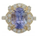 14kt Gold 6.22 ct Tanzanite &  Diamond Ring